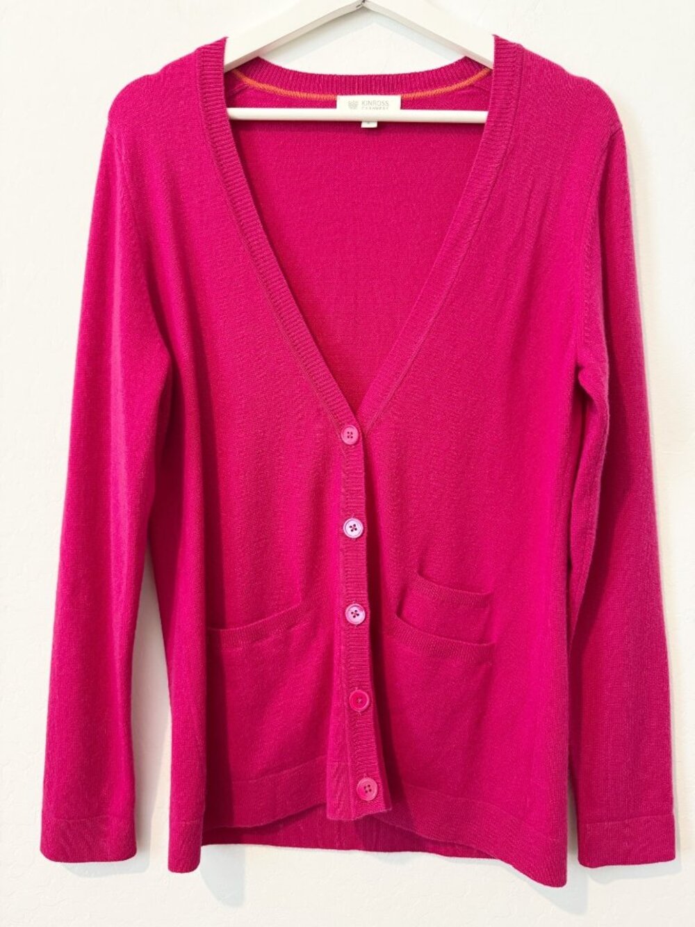 Kinross 100% Cashmere Cardigan‎ Large Quiet Luxury Preppy Casual Cozy Pocket Top